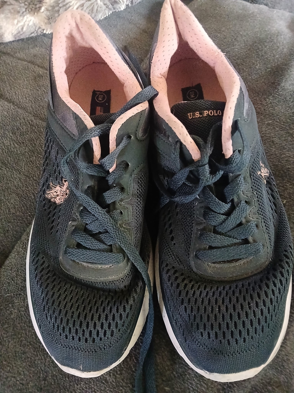 U.S. Polo Assn Women’s Size 8 Navy Pink Mesh Athletic Running Sneakers Shoes